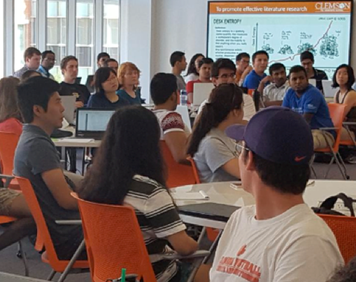 Students in a professional development workshop held in the Watt Center